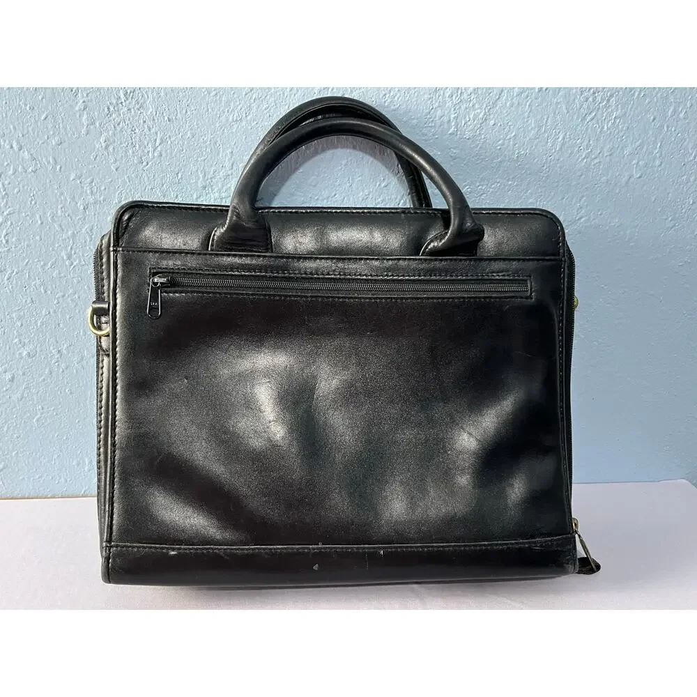 VTG Franklin Quest Black Leather Planner Binder 9.5”x11.5” Office Academia